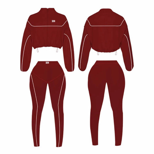 BURGUNDY SK!N WINDBREAKER SET (9/26)