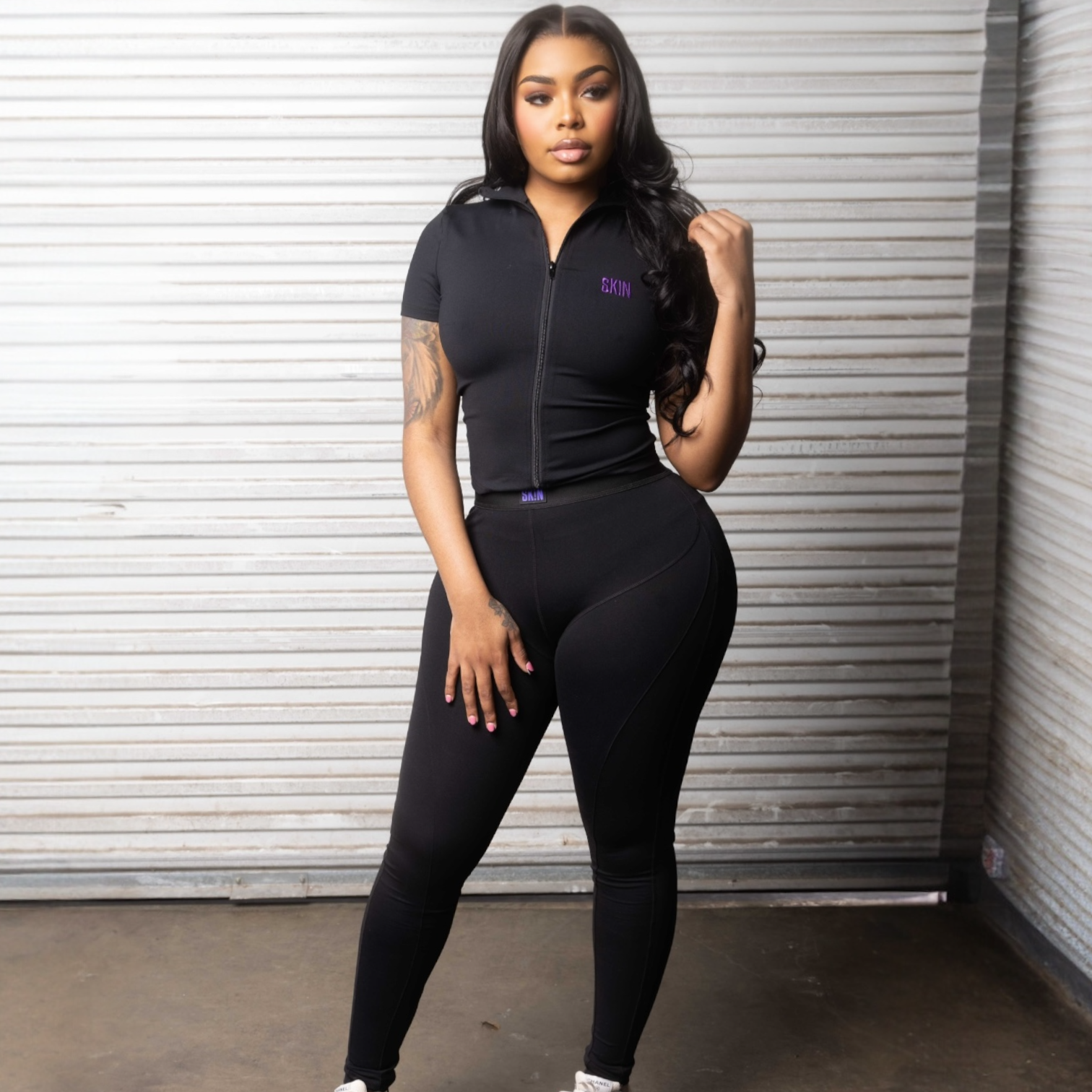 BLACK&PURPLE SK!N JACKET SET