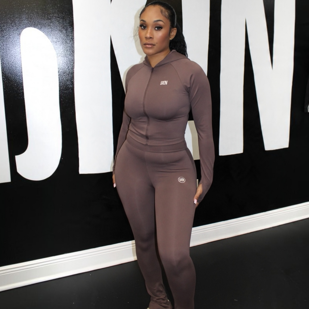 BROWN SK!N JACKET SET