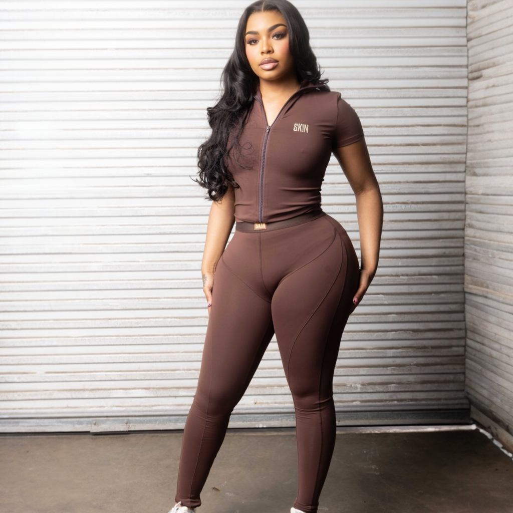 BROWN SK!N JACKET SET