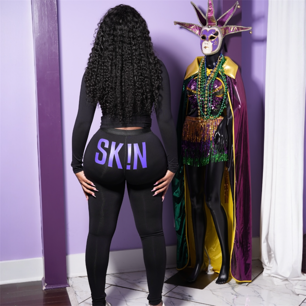 BLACK & PURPLE SK!N JACKET SET