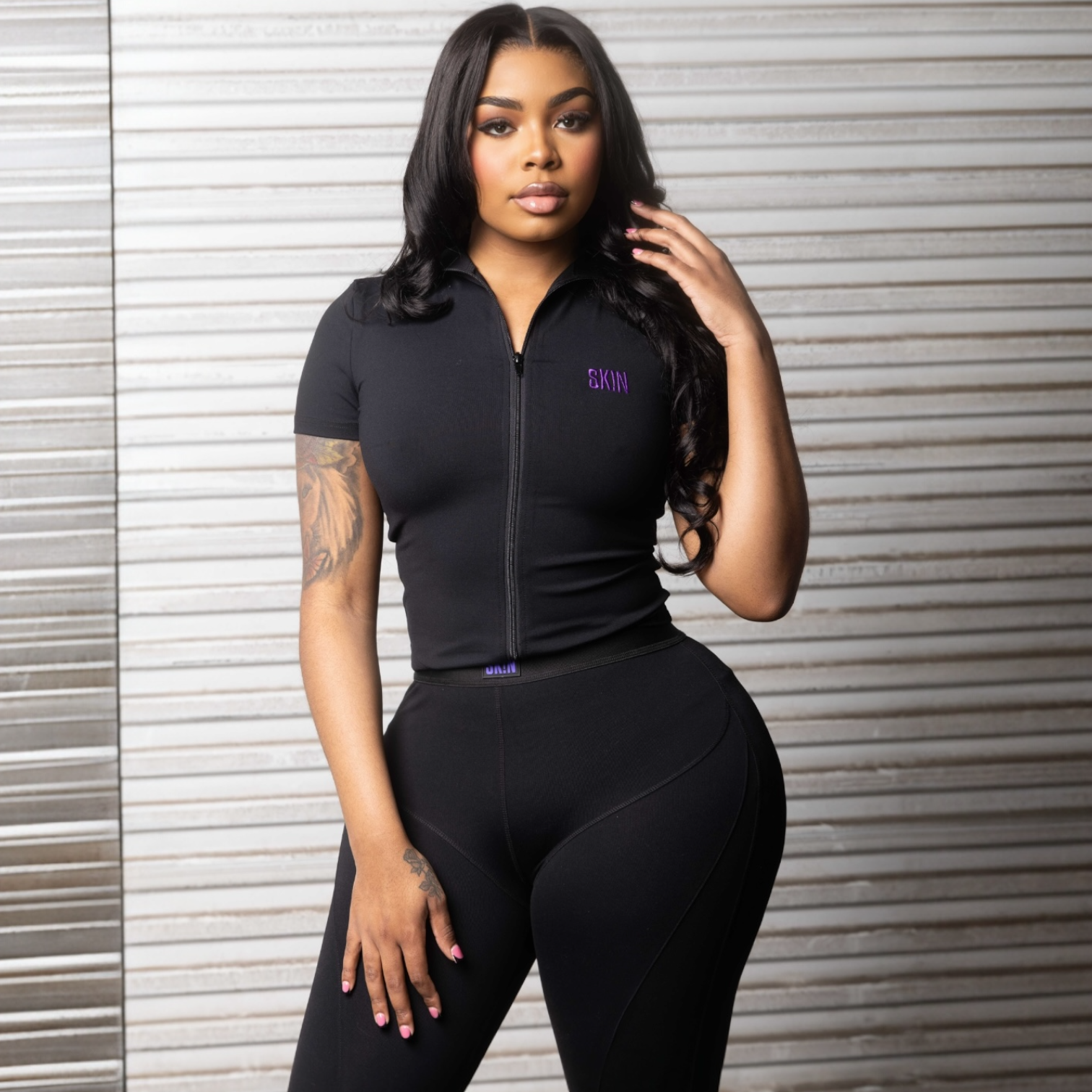 BLACK&PURPLE SK!N JACKET SET