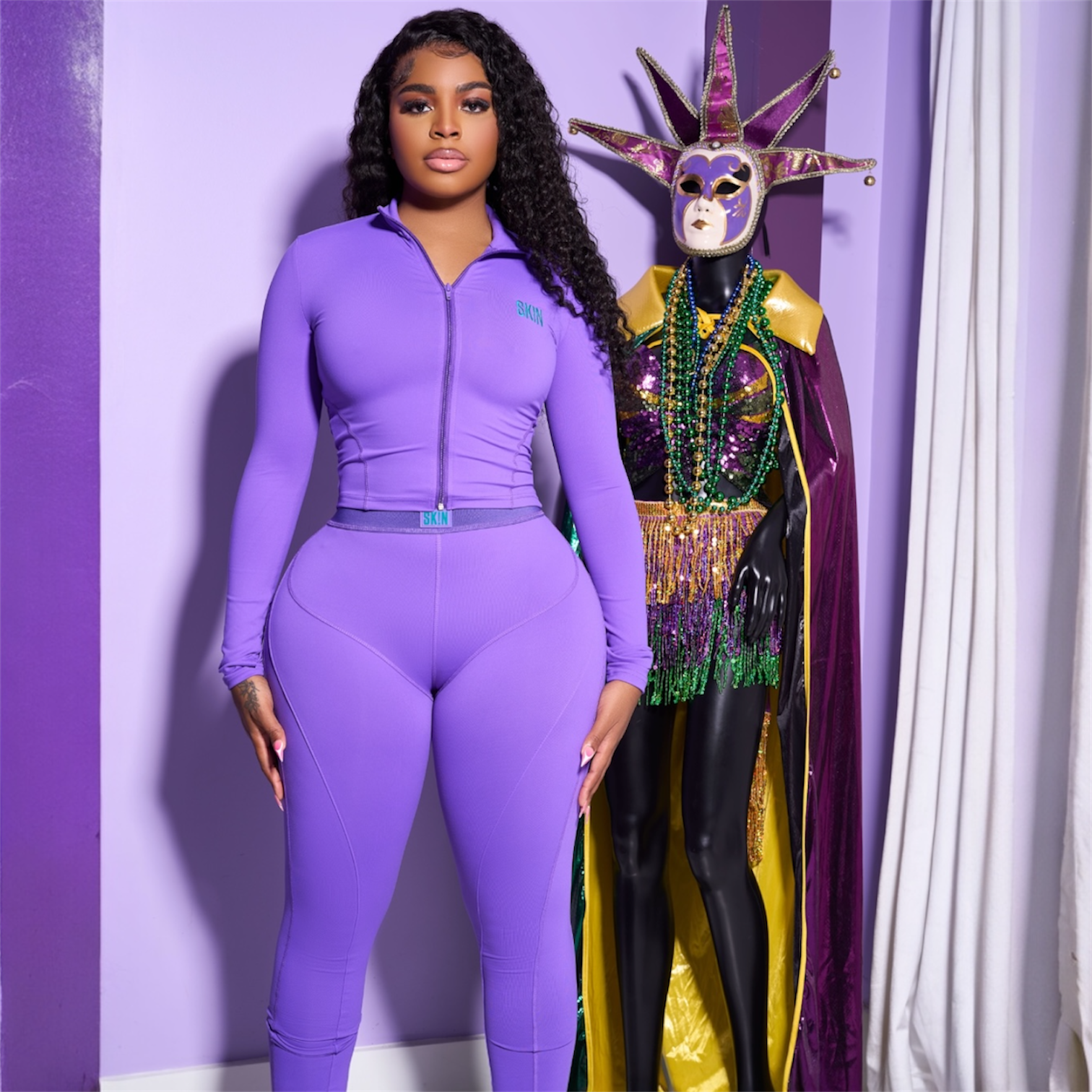 PURPLE & GREEN SK!N JACKET SET