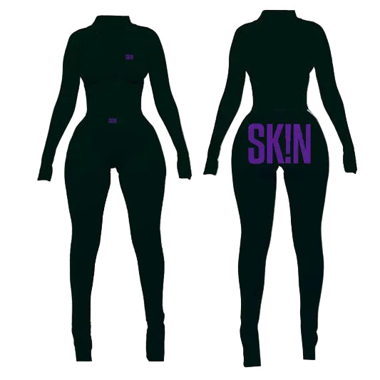 BLACK & PURPLE SK!N JACKET SET