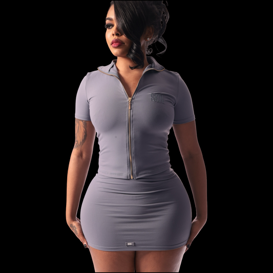 GREY SK!N SKIRT SET
