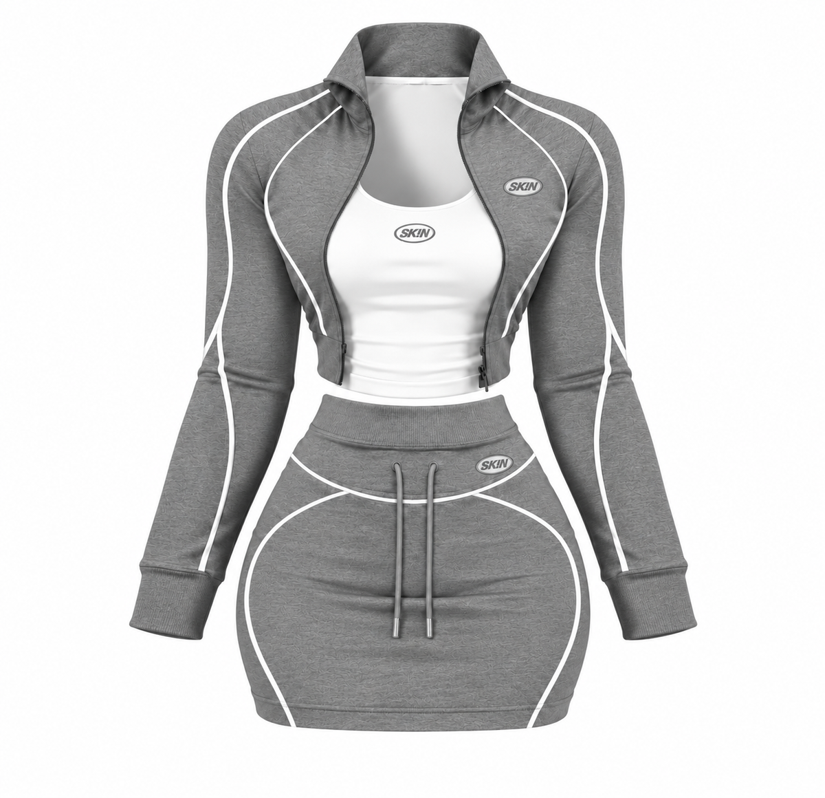 GREY SK!N SKIRT SET(PRE-ORDER) 11/10