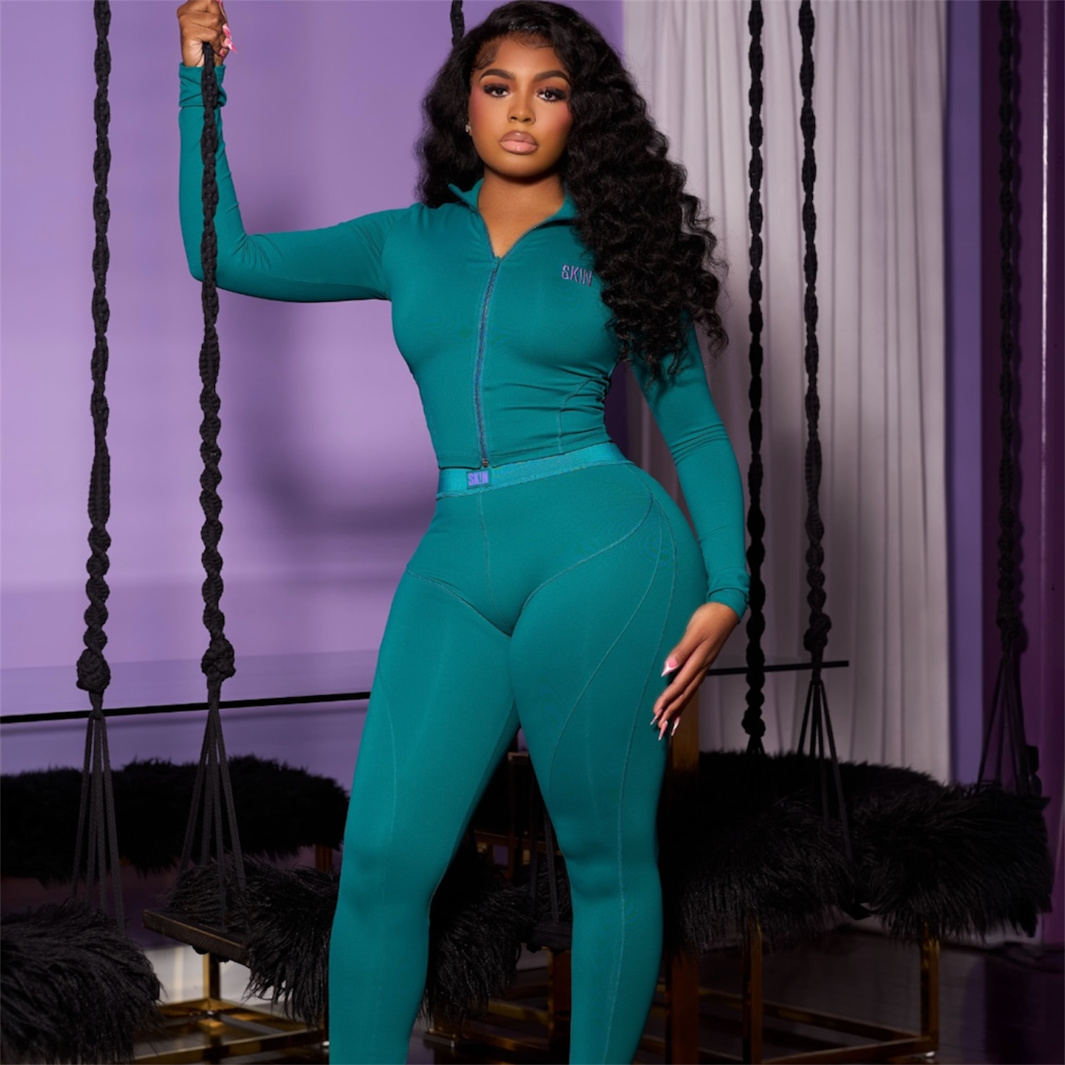 GREEN & PURPLE SK!N JACKET SET